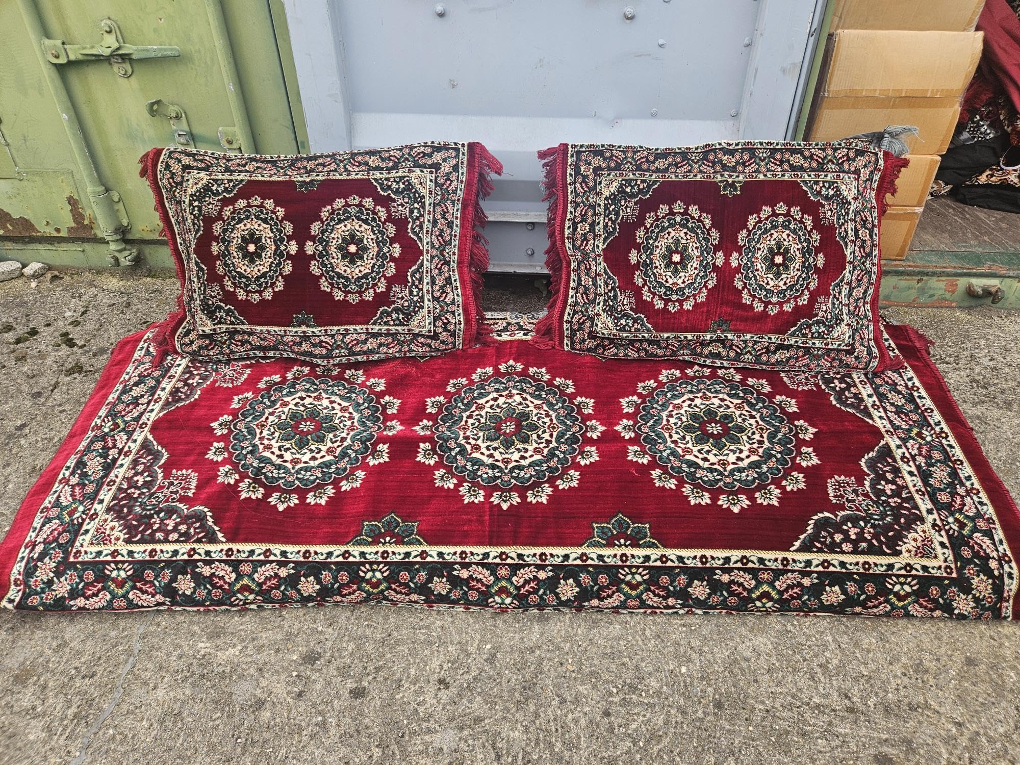 Luxury Product 6'' Thick Arabic/Turkish/Afghan Floor Seat Sofa Couch Floor Cushions Majlis Toshaq Jalsa Various Design (Red)
