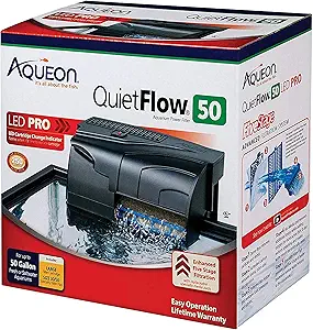 Aqueon QuietFlow 50 LED PRO Aquarium Fish Tank Power Filter For Up To 50 Gallon Aquariums