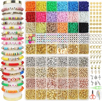 Redtwo 5100 Clay Beads Kit with 2300 Gold Spacer Beads Set for Jewelry Making
