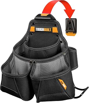 ToughBuilt ClipTech Series Framer Pouch, Heavy-Duty Tool Pouch ClipTech Hub, 10 Pockets Loops, Integrated Kickstand, Reinforced 1680D Construction Professional Framer Jobsite Organization TB-CT-02