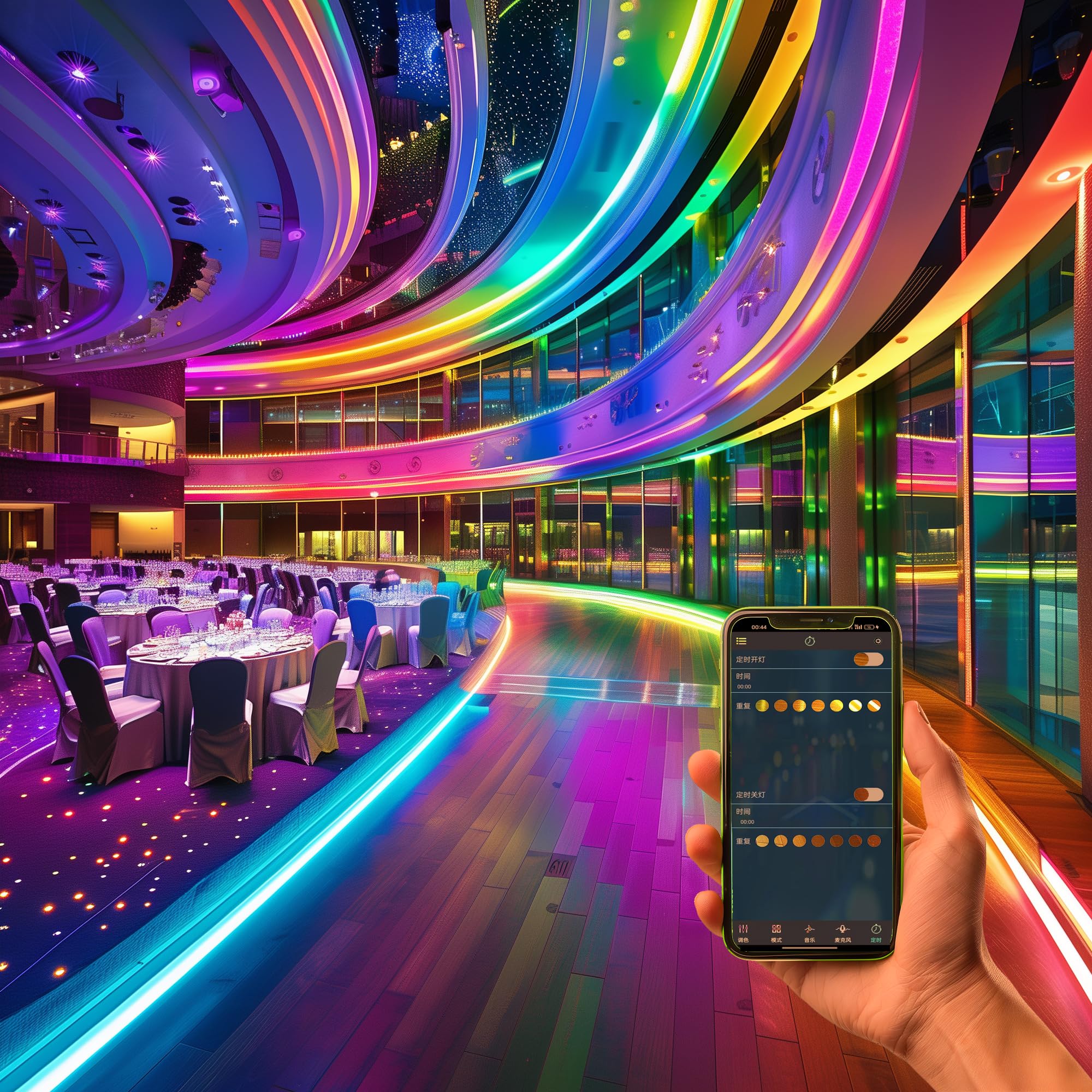 Tira LED COB RGB + IC de 10 m WS2811 24 V Direccionable Cambio de color - Sincronización de música - Con aplicación y mando a distancia - Para el hogar, fiestas