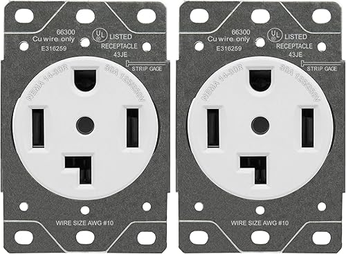 Vista 11 de Enerlites - Toma de corriente para secadora de 30 A, NEMA 14-30R Grado residencial, comercial e industrial, para interiores/exteriores, 3 polos, 4