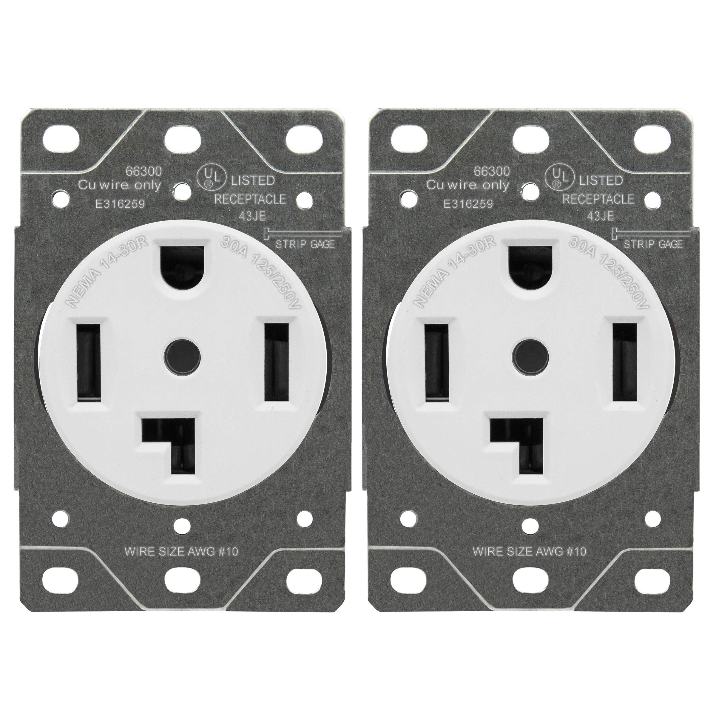 ENERLITES 30 Amp Dryer Receptacle Outlet, NEMA 14-30R | Residential Commercial Industrial Grade, Outdoor/Indoor, 3-Pole, 4 Wire, (10,8,6,4) AWG, | 125