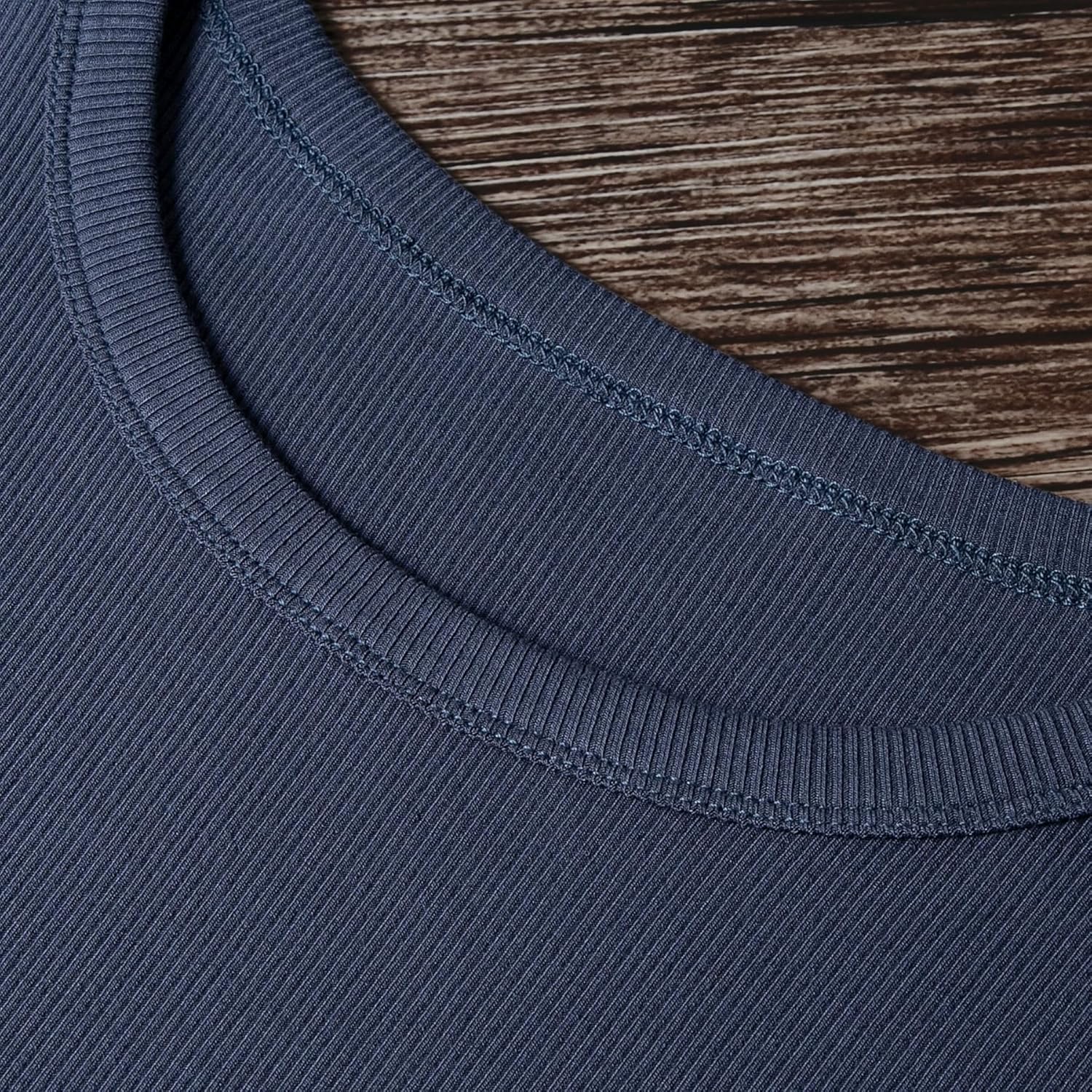 Womens Long Sleeve Shirts Crew Neck Ribbed Knit Slim Fit Casual Top Basic Tee Shirt Workout Outfits - Image 3