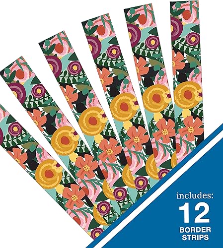 Miniatura 2 de Carson Dellosa Grow Together - Bordes de tablón de anuncios de flores de 36 pies, 12 tiras de ribete floral para pizarra blanca, corcho y cartón,