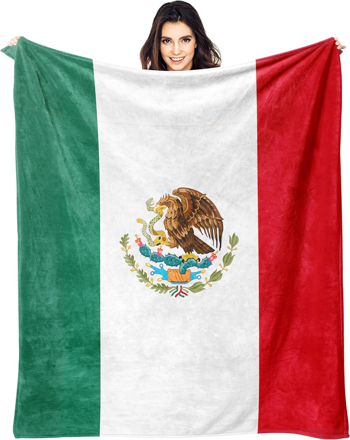 Mexico Mexican Flag Throw Blanket Flannel Blankets Soft Warm Cozy Lightweight Bed Throws for Bedroom Living Room Sofa Couch Home Decor 60“x50”