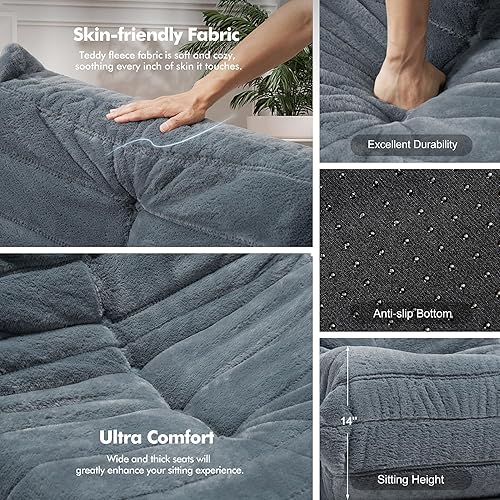 Miniatura 6 de Bean Bag Chair Big Sofa Beanbag Chair for Adults Fireside Chair Bean Bag Lounger with Memory Foam Filled for Home,Apartment or Gaming Venue(Grey