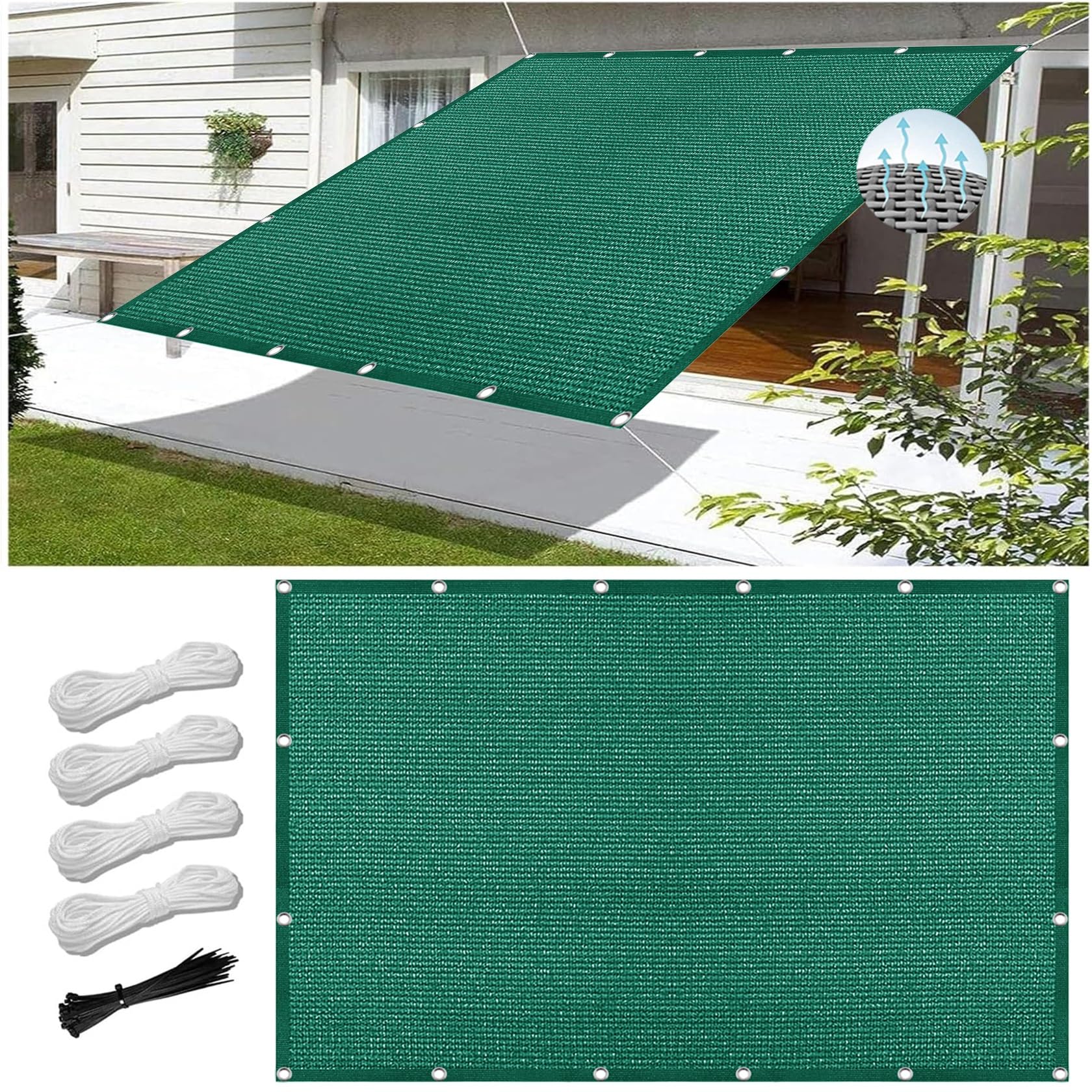 Tenda A Vela Rettangolare Traspirante 320x560 Cm - HDPE 180g/m² - Protezione UV 98% - Sabbia