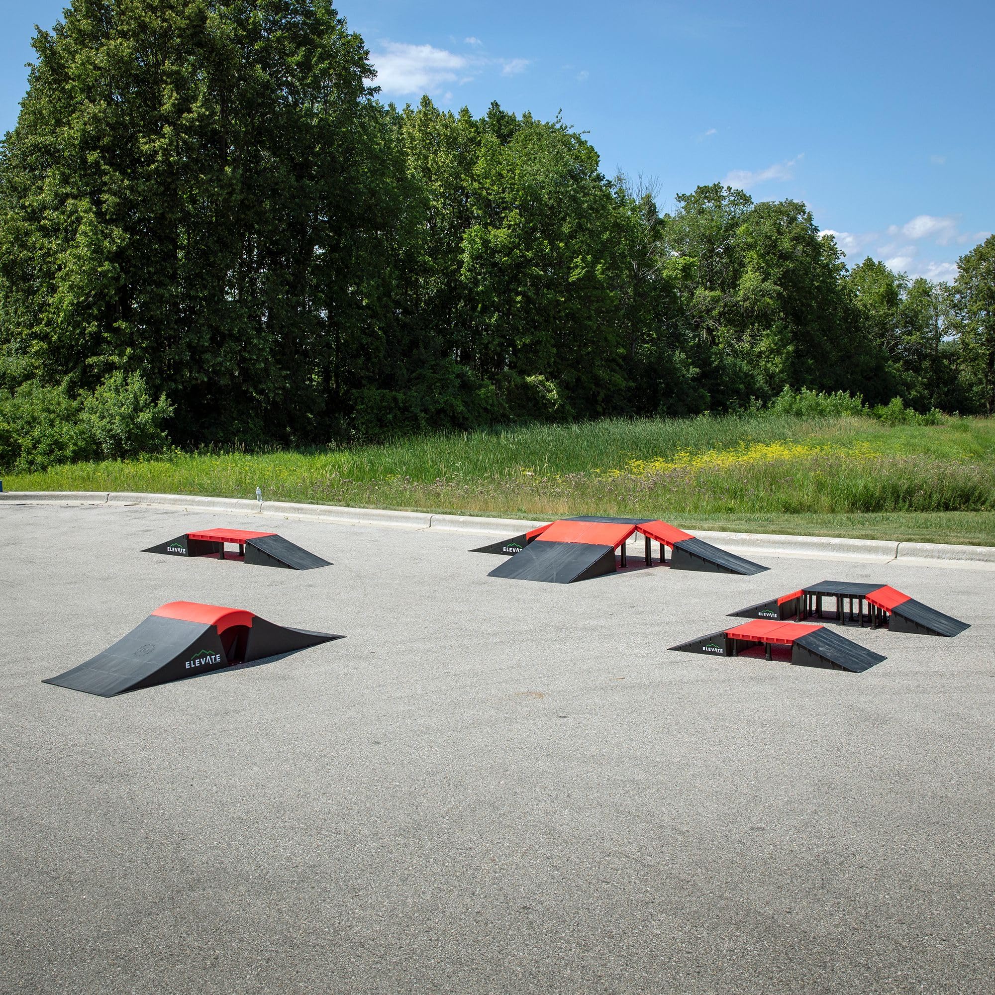 Mini EZ-Link Skateboard Ramp Set with Slopes for Skateboards, Scooters, BMX Bikes, RC Cars