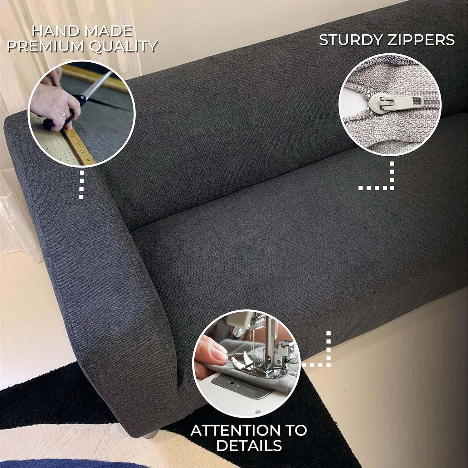 comfortly | Cover for Klippan 4 Seat Sofa, Replacement Slipcover, Heavy Duty 1 pcs Cover, Pets and Stain Proof Durable Nano-Tech Fabric, Easy to Clean & Replace (Cashmere Blends - Beige)