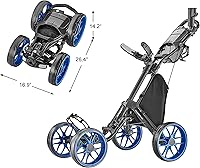 Vista 3 de CaddyTek - Carrito de golf con 4 ruedas, Caddy Cruiser One versión 8 1, plegable con un clic, ligero, carrito de caddie, compacto, fácil de abrir