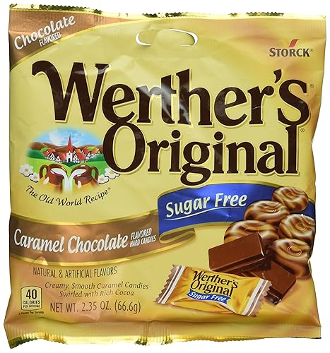 Werther's Original Caramelos sin azúcar, chocolate con caramelo, 2.35 onzas