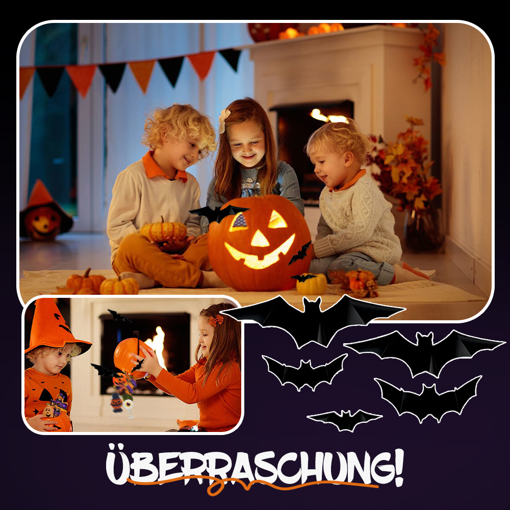 Odewhine Lot De 36 Autocollants Muraux 3D Chauves-souris LED Pour Décoration D'Halloween Avec Lumière Violette Constante Pour Décoration Murale D'intérieur Ou De Fenêtre