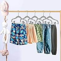 Vista 6 de Perchas de plástico de calidad para niños, no aterciopeladas, delgadas, compactas, con clips de metal, para faldas, pantalones, blusas, gancho Gris