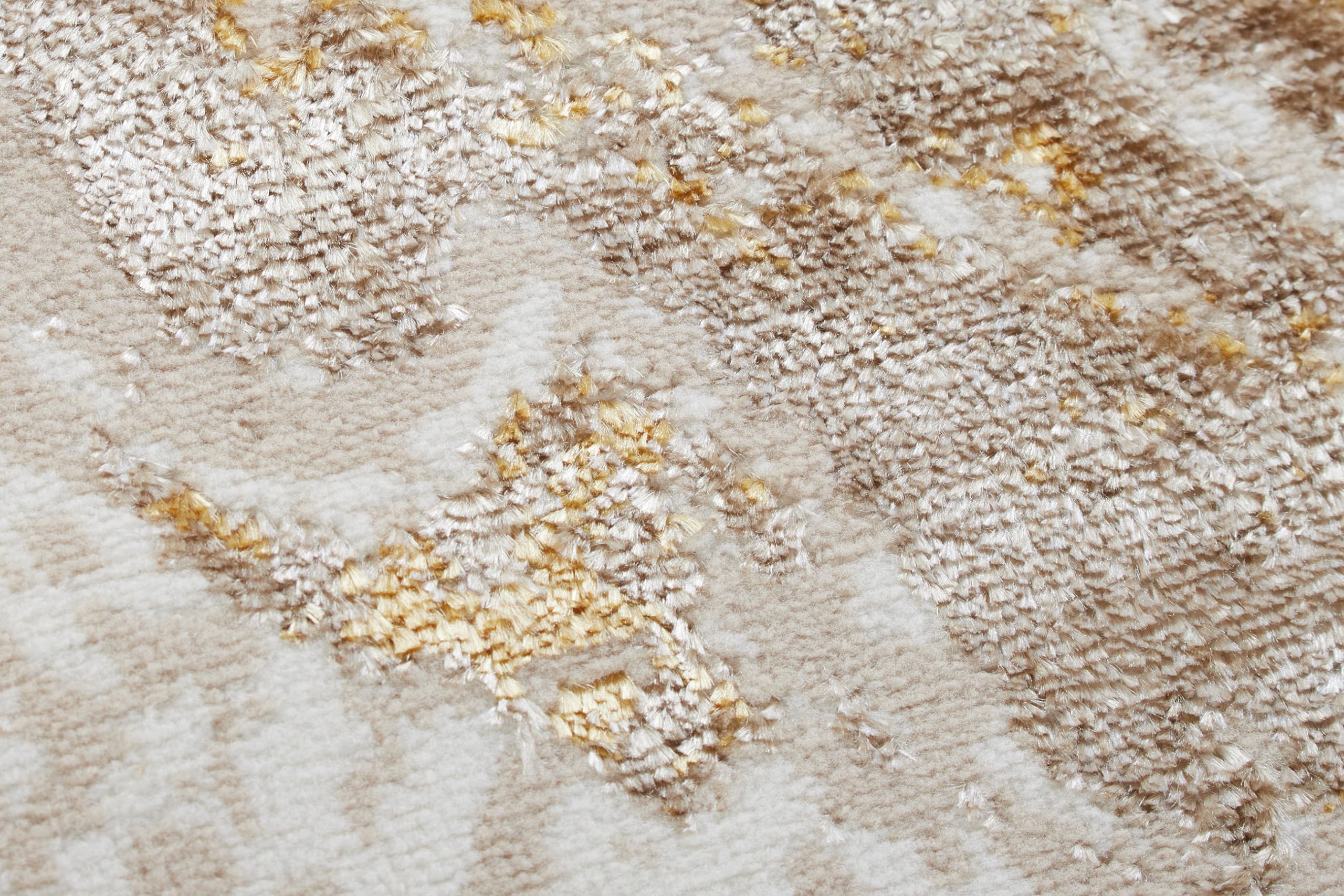 TAPISO Okrągły dywan z krótkim włosiem, błyszczący, beżowy, złoty, efekt 3D, do salonu, sypialni, nowoczesny design, Öko-Tex 200 x 200 cm