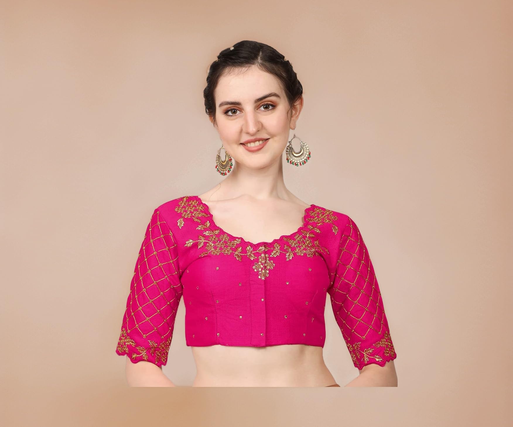 women's embroidery handwork, rough cut work stone work readymade blouse