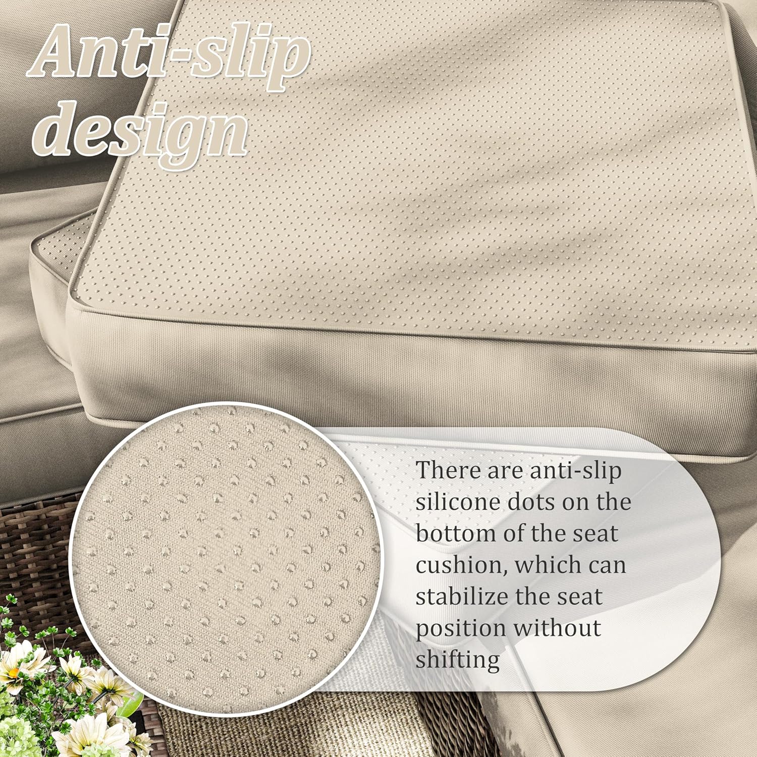 9Pcs Outdoor Chair Cushions Covers Waterproof Anti-Fading for 5 Pack Patio Set Cushion Slipcovers, Outdoor Furniture Cover Replacement, Covers Only, Cream