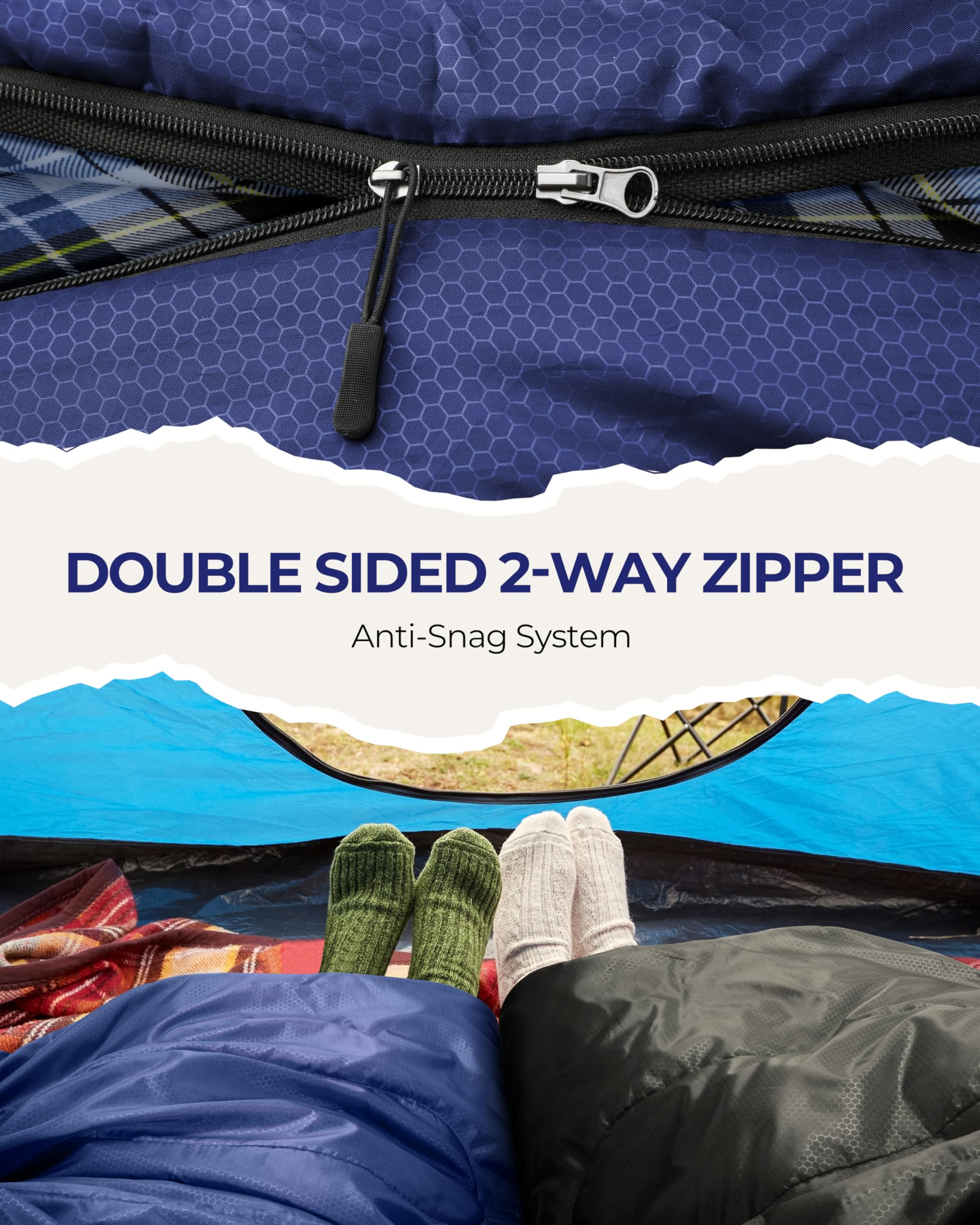 Sportneer Śpiwór outdoorowy – śpiwór zimowy flanelowy, 220 x 85 cm, śpiwór zimowy ze zdejmowanym kapturem, kompaktowy śpiwór na 3-4 pory roku, zimna pogoda, na zimę, na kemping
