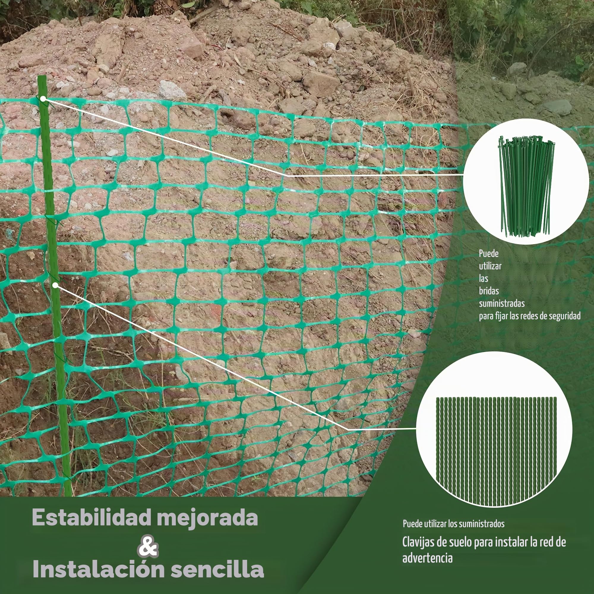 Froadp Valla de pasto de 1 m x 30 m, valla de pollo con clavos y cintas, red de protección de plástico, valla móvil, valla de limitación multifuncional, valla de ovejas, valla para perros, red de aves