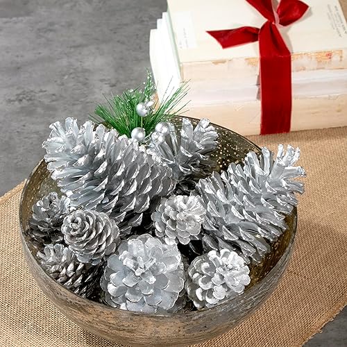 Miniatura 9 de ANDALUCA Florero decorativo de piña y rellenos de cuencos (pino escarchado)