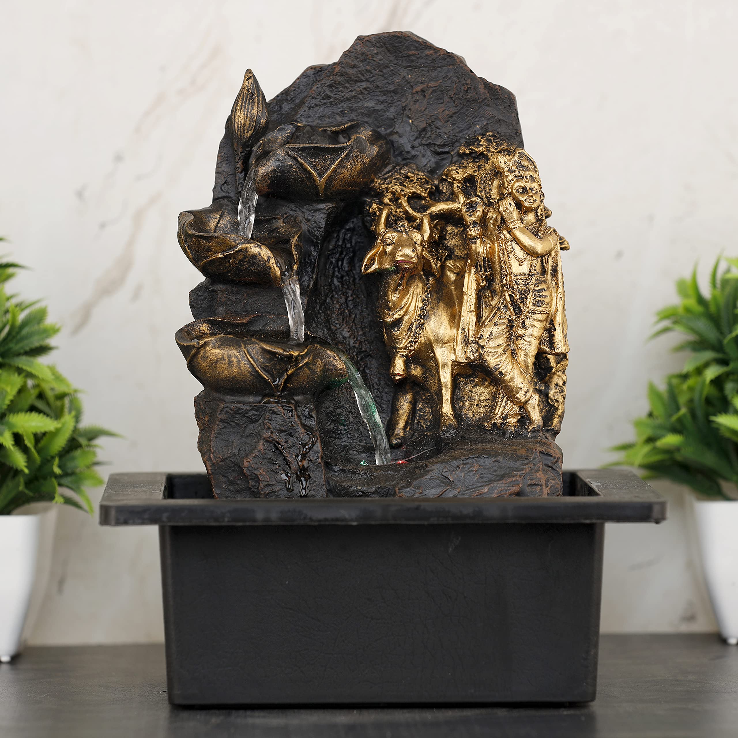 Global Grabbers Polyresin Table Top Indoor Outdoor Water Fall Fountain with LED Lights Home Decor Decoration Gift Gifting Items-GOL_BRO-SF5-(0)-image-17