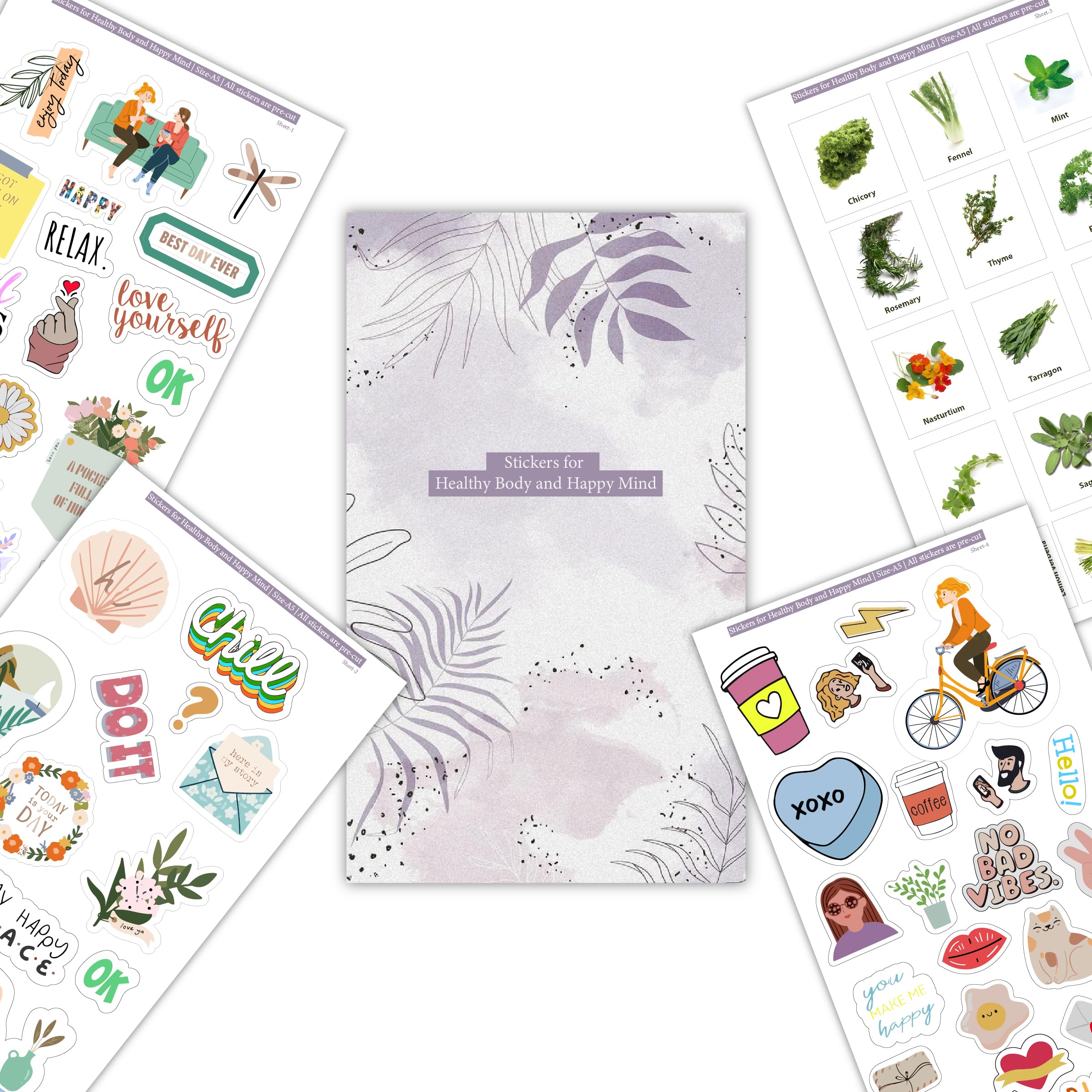 69 PCs Happy Mind Healthy Body Scrapbook Stickers for Journal DIY Scrapbooking Daily Planner Decoration
