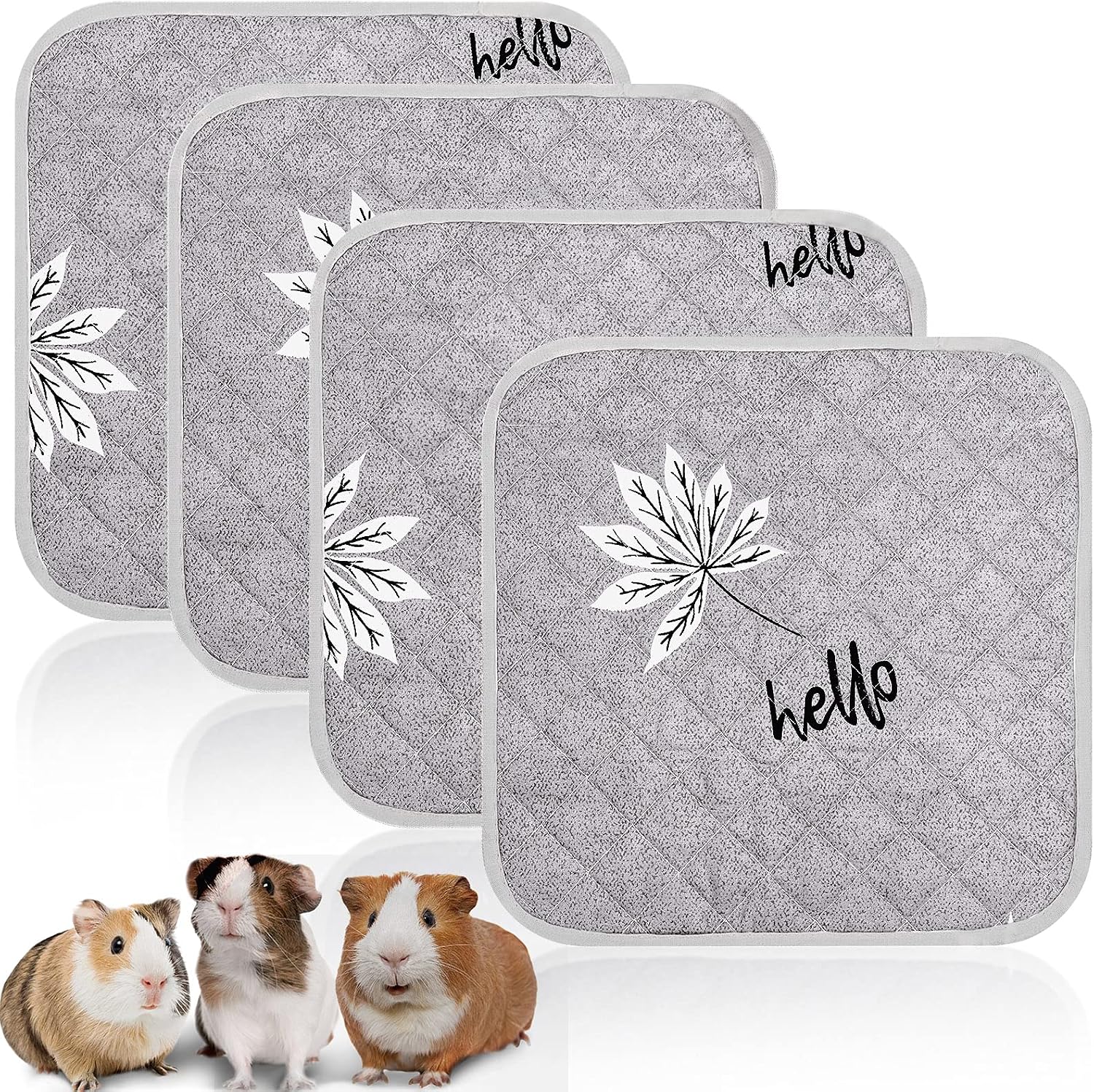 4 Pieces Guinea Pig Cage Liners Washable Reusable Fleece Cage Liners Air Dried Fast Absorbent Guinea Pig Pee Pads Waterproof…