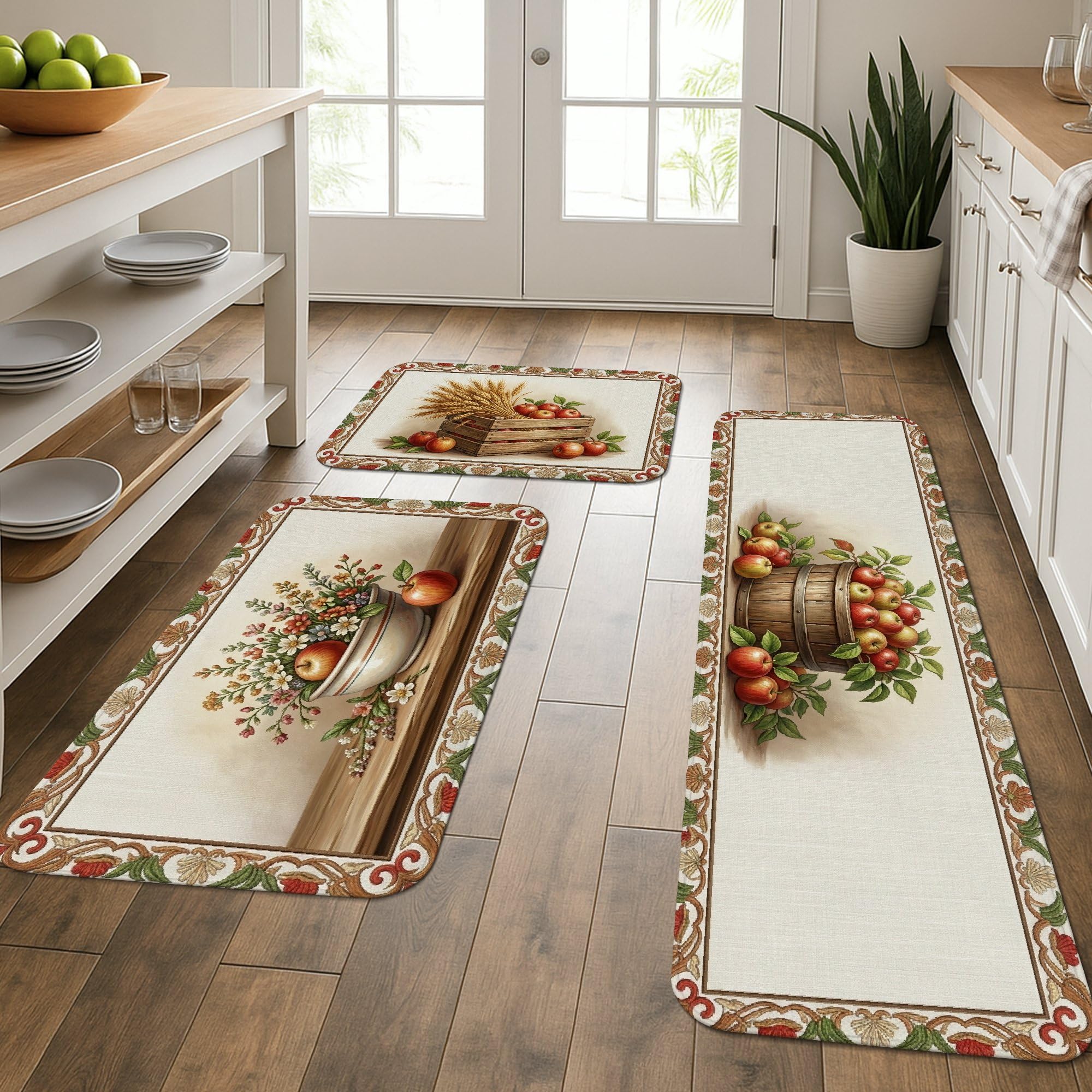 Tapis de cuisine rustiques à motif fruits pour embellir la buanderie