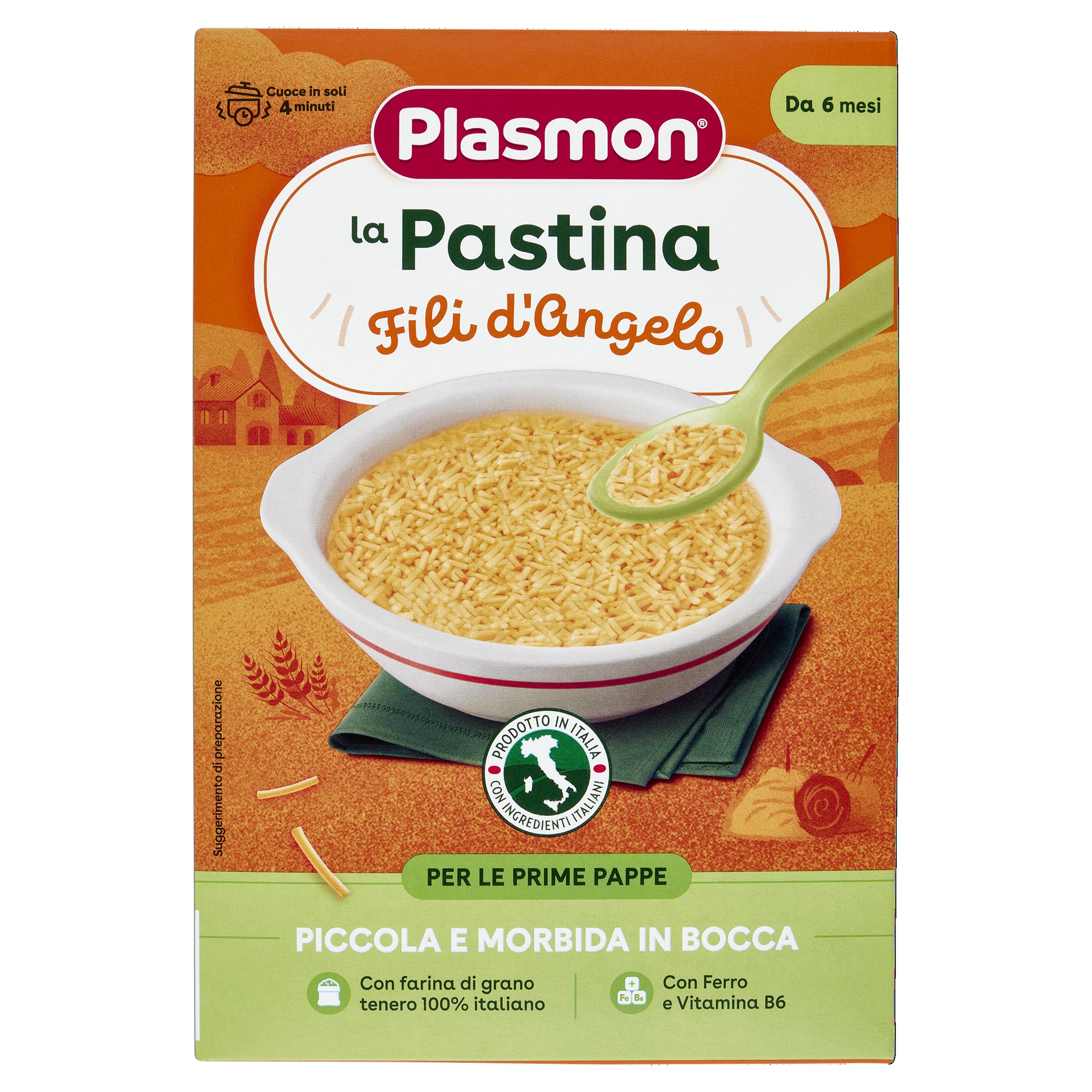 Plasmon Pastina Fili d'Angelo 12x300g, da 6 Mesi