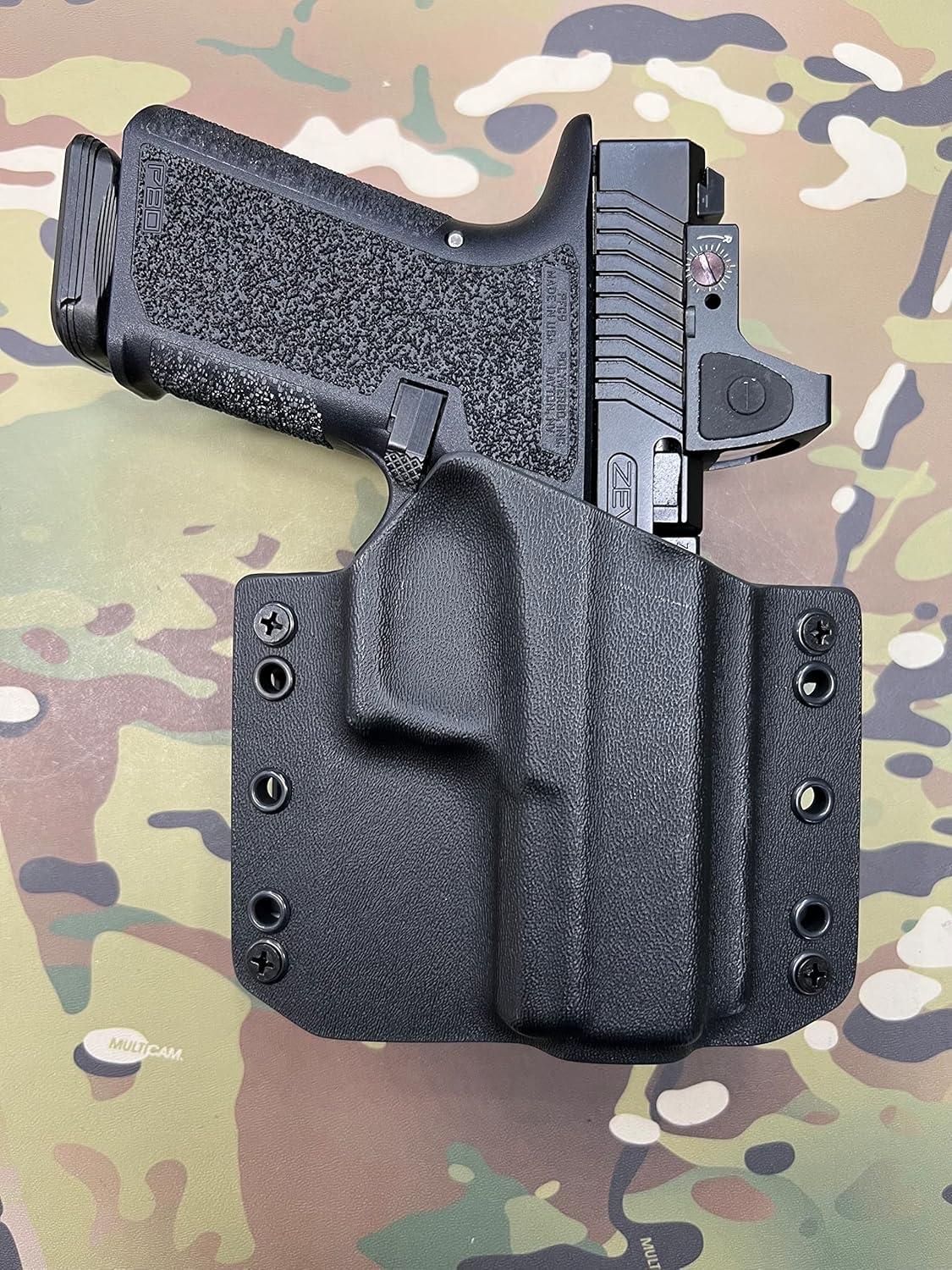 Black Kydex Holster Compatible with Glock 19 p80 (Polymer 80)