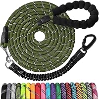 Vista 35 de Correa larga para perro de 10 pies: correas de cuerda resistentes para entrenamiento de perros con gancho giratorio bloqueable, hilos reflectantes