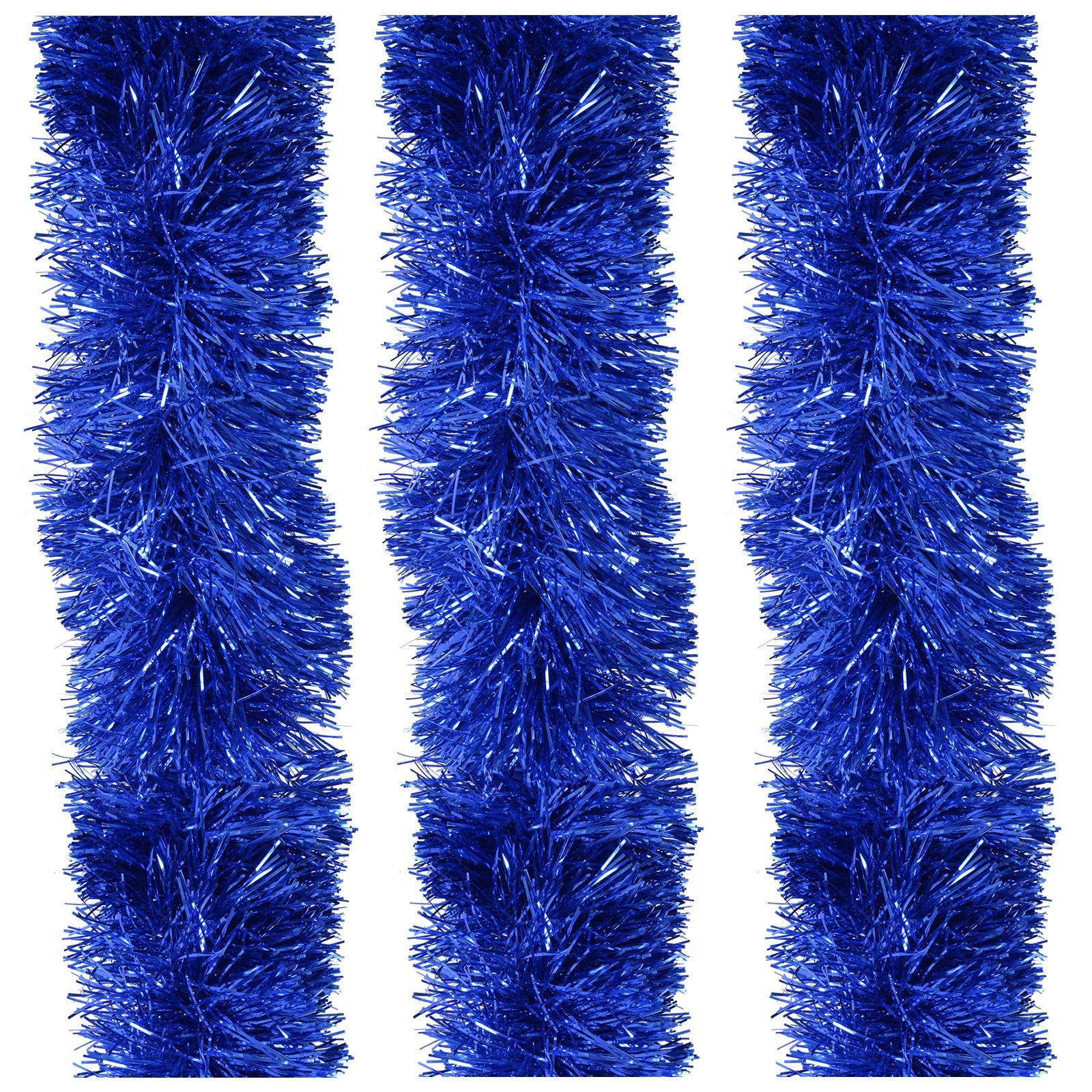 Mr Crimbo Pack of 3 x 2m Luxury Tinsel 15cm Thick Christmas Tree Decoration - Blue