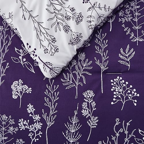 Miniatura 72 de Bedsure Juego de edredón de tamaño Queen, color lavanda, lindo, floral, regalo para mujer, 3 piezas, 1 suave edredón reversible con flores y 2