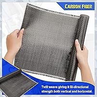 Vista 4 de Tudomro Tela de fibra de carbono de 10 x 12 pulgadas, hoja de fibra de carbono negra, tela pura de 2 x 2 pulgadas, tejido de sarga 3k/7.76 oz