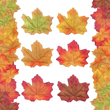 HADDIY Fake Fall Leaves,300 Pcs Faux Leaves Decoration Artificial Maple Leaves for Autumn Weddings Decorations and Fall Thanksgiving Decor