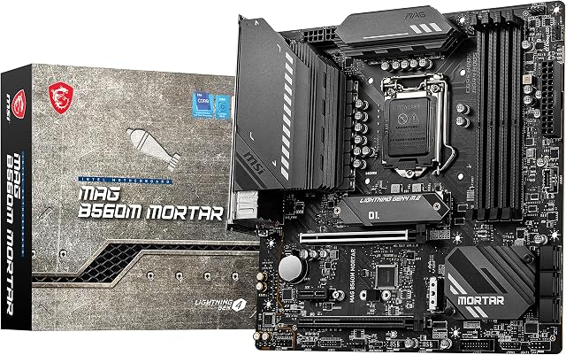 MSI MAG B560M MORTAR Gaming Motherboard, M-ATX - Supports Intel Core 11th Gen Processors, LGA 1200 - DDR4 Boost (5066MHz/OC), 2 x PCIe 4.0/3.0 x16, 2 x M.2 Gen4/3, 2.5G LAN