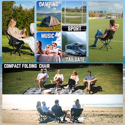 Miniatura 7 de ADJ-S2 Silla de camping portátil  Silla plegable de altura ajustable, silla plegable compacta en 8 segundos, silla al aire libre para camping,