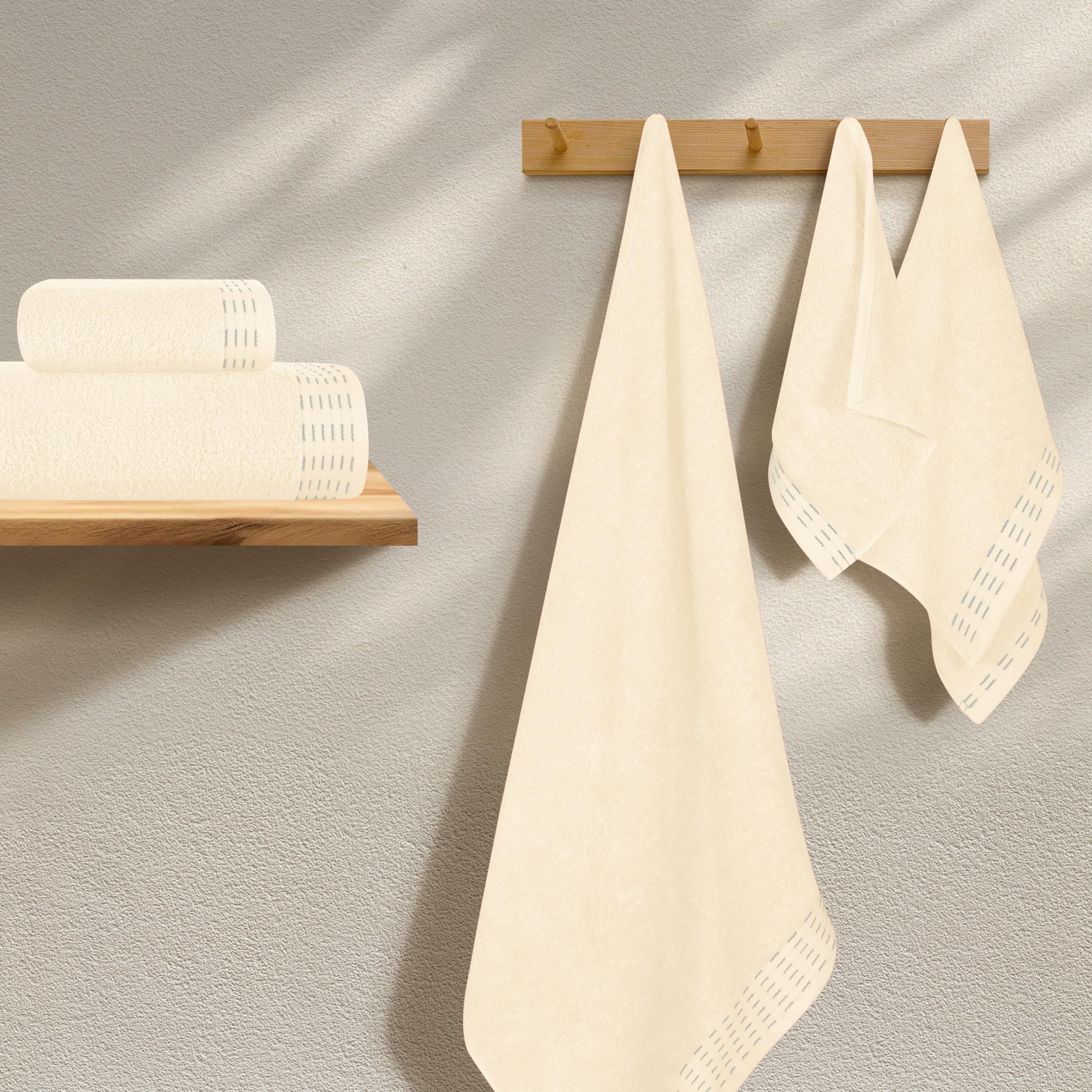 BELIZZI HOME Juego de 6 toallas de algodón ultrasuave, contiene 2 toallas de baño de 28 x 55 pulgadas, 2 toallas de mano de 16 x 24 pulgadas y 2 paños de 12 x 12 pulgadas, ideal para uso diario