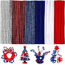 200 Pcs Independence Day Pipe Cleaners, Pipe Cleaners Craft, Pipe Cleaners Bulk for Crafts, Chenille Stems for 4th of July Decorations Home Arts and Crafts Supplies