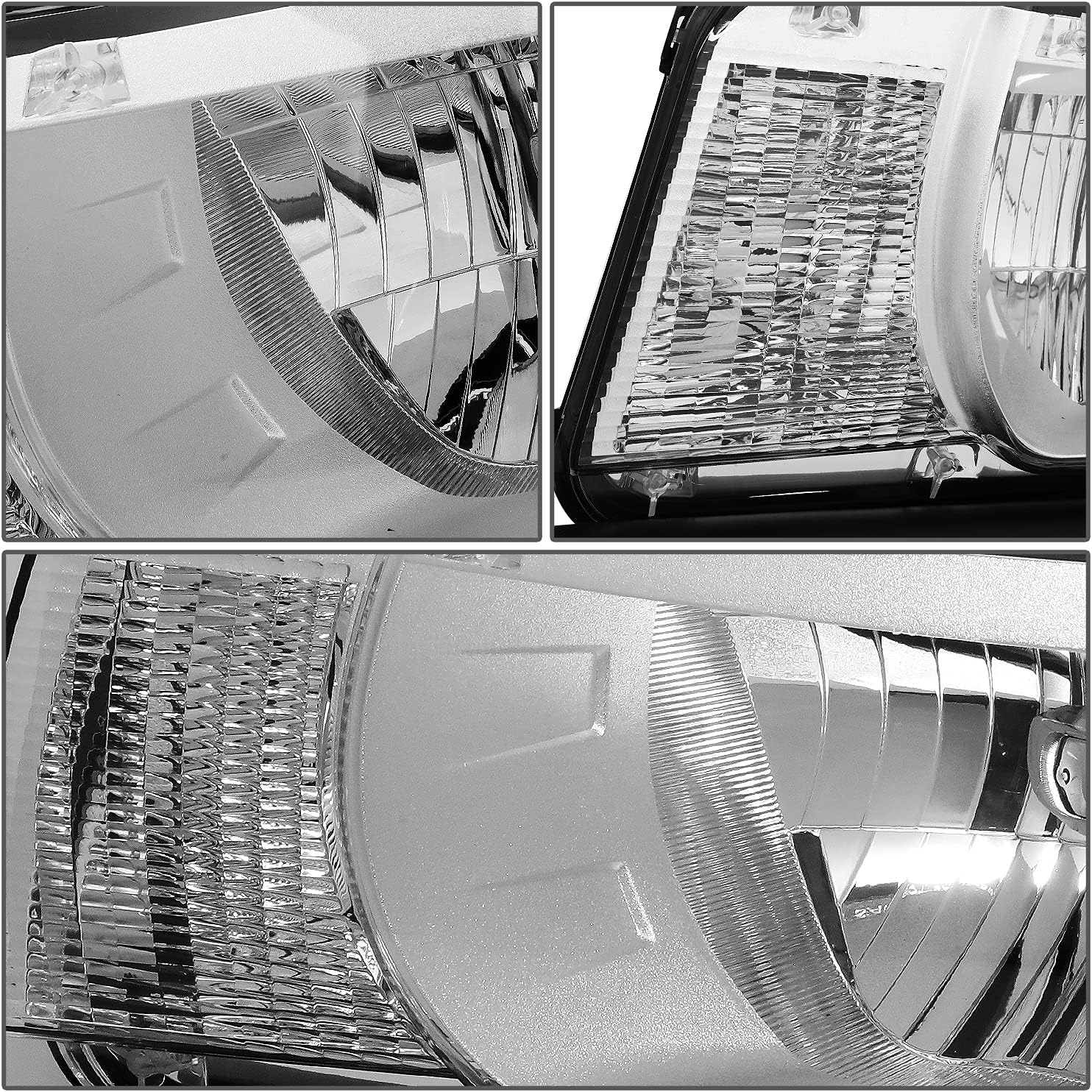 DNA MOTORING HL-CCAM10-CH-CL1 Pair of Chrome Clear Lens Headlights Compatible with 2010-2013 Camaro Halogen Type, Left & Right Side