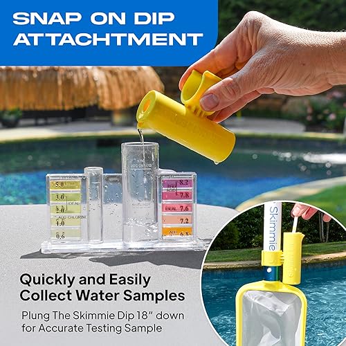 Miniatura 6 de The Skimmie (Versión Larga) Red Recogehojas de Piscina y Poste de 53" con Gancho de Acero Inoxidable, Dos Asas de Cesta Recogehojas, Red de Malla