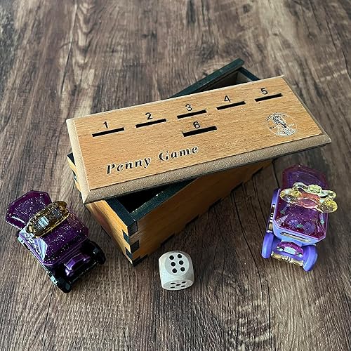 Miniatura 4 de Penny Game - Coin Drop Wood Box For 2+ Players, Fun Board Game Get Rid Of Pennies To Win, Family Board Game, Bar Dice Game, Original Wood Version