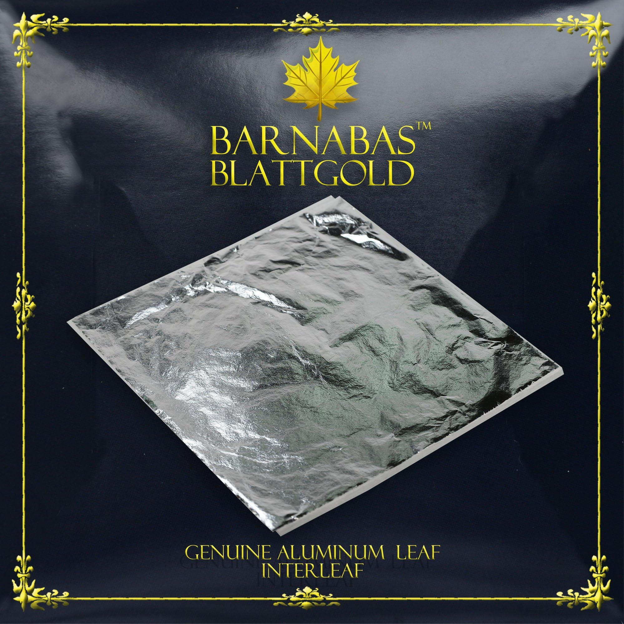 Barnabas Blattgold Imitation Silver Leaf, Loose Sheets [100 Sheets, 5.5 inch], Metal Foil Leaf for Painting, Arts and Crafts