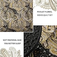Vista 55 de DJY Juego de edredón de cachemira marrón, tamaño Queen, juego de colcha bohemia de 3 piezas, ropa de cama de microfibra suave y ligera con estampado