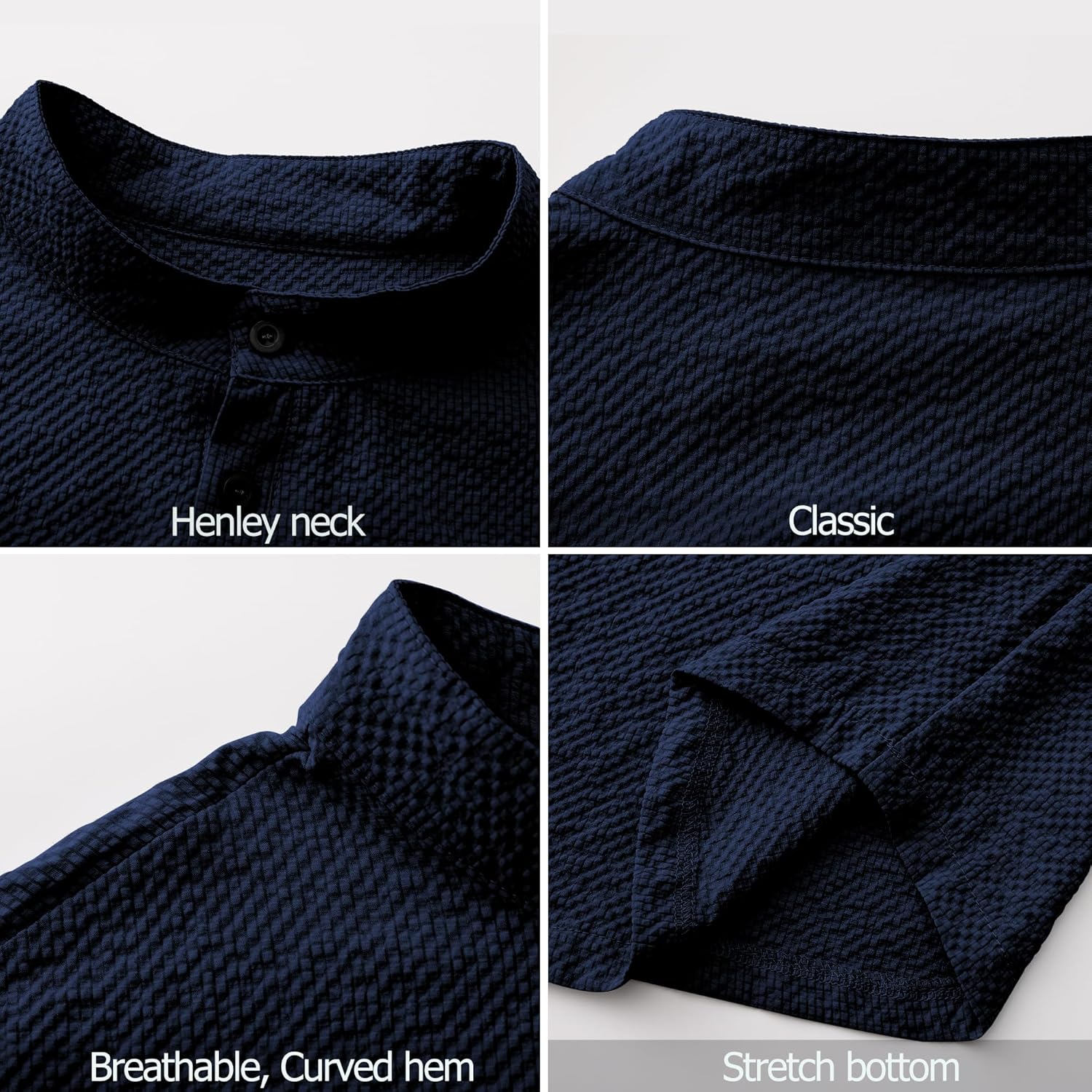 Men's Textured Henley Shirt, Long Sleeves Stand Collar Shirts for Men, Long Sleeve Knit Top, Casual Everyday Wear - Image 5
