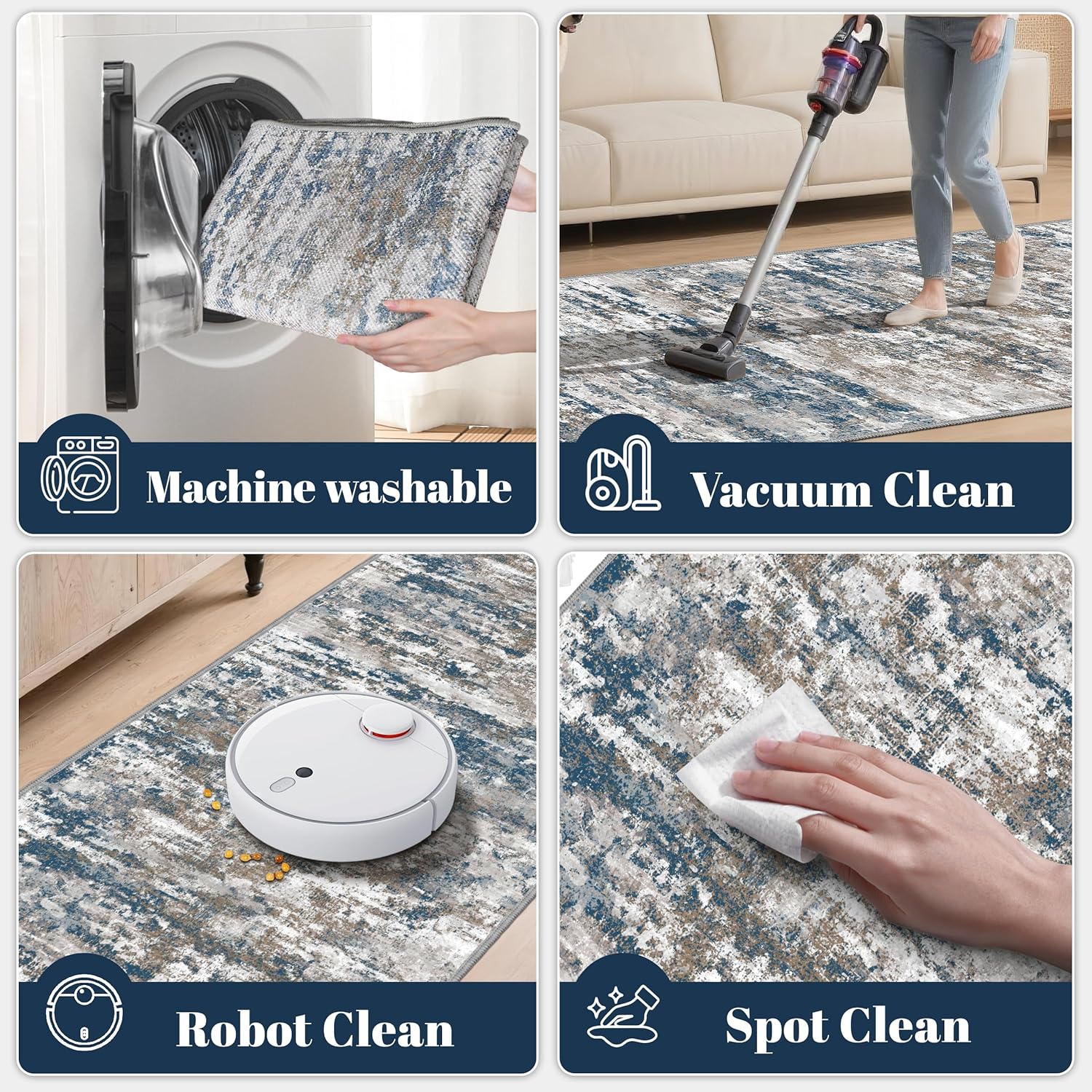Runners for Hallways Ultra Non-Slip 2x10 Long Runner Rugs Washable Abstract Tear and Stain Resistance No Pile Lightweight Modern Rug Runners for Entryway, Kitchen, Walkway, Entrance, Multi