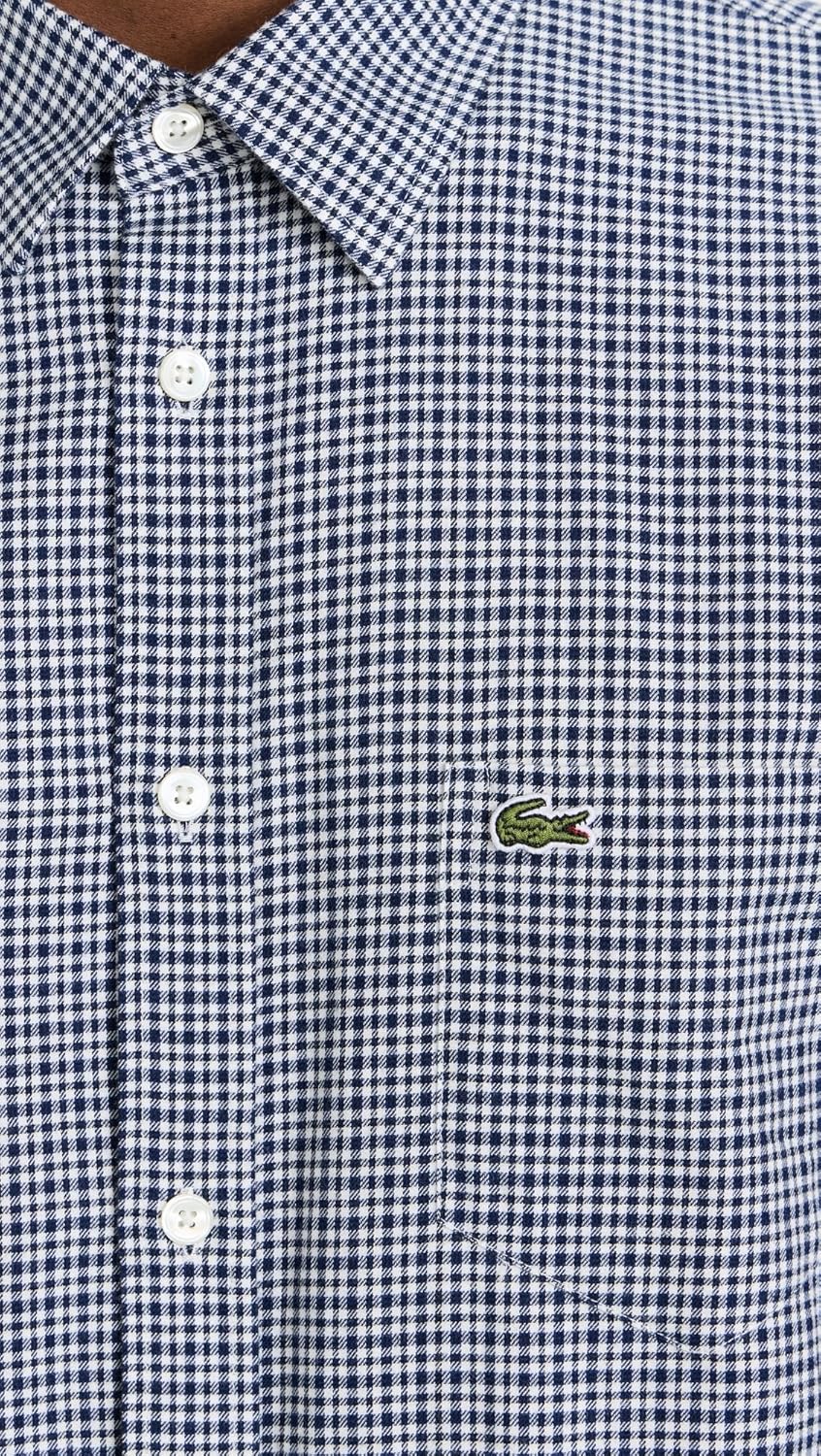 Lacoste Men's Regular Fit Twill Checkered Collared Button Down Shirt - Image 6