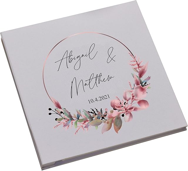 Personalised Large Linen Wedding Photo Album With Floral Wreath