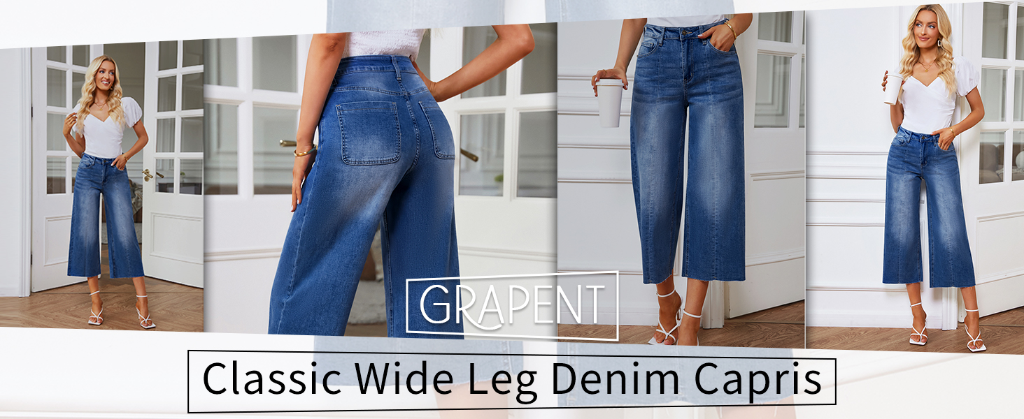 GRAPENT Light Blue Capri Pants for Women Jeans for Ladies Jeans