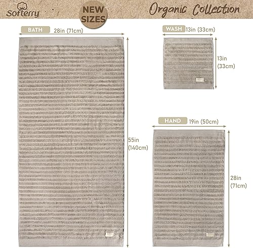 Miniatura 2 de Softerry Juego de toallas de baño de algodón orgánico puro, 100% algodón suave, extra absorbentes y duraderas, de secado rápido de 500 GSM, calidad